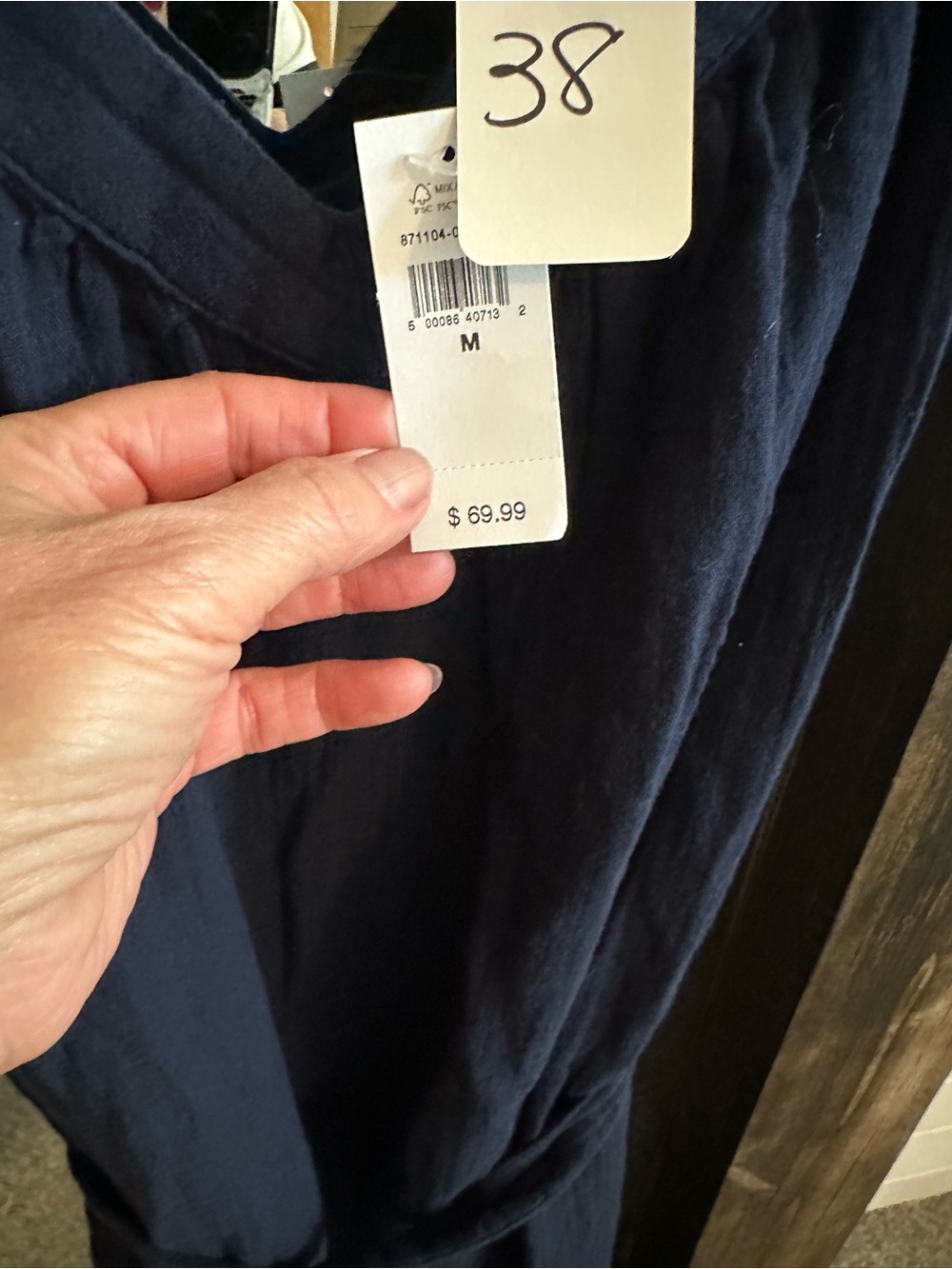NWT Gap Women’s Midi Dress Medium Navy Blue Gauze Tie Waist Adjustable Straps - Picture 3 of 4